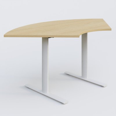 PURE - TABLES ABATTANTES - Module 1/4 de couronne gamme Pure 120-120 cm. Plateau Chêne clair et pietement Blanc.