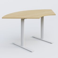 PURE - TABLES ABATTANTES - Module 1/4 de couronne gamme Pure 120-120 cm. Plateau Chêne clair et pietement Blanc.