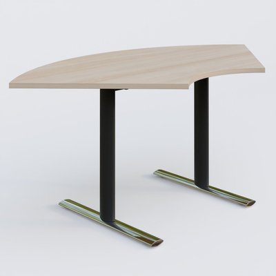 [Pas de famille] - [Pas de sous famille] - Module 1/4 de couronne gamme Pure 120-120 cm. Plateau Acacia et pietement Noir/Chrome.
