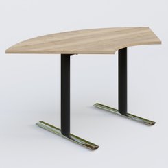 [Pas de famille] - [Pas de sous famille] - Module 1/4 de couronne gamme Pure 120-120 cm. Plateau Chêne naturel et pietement Noir/Chrome.