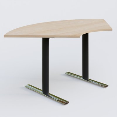 [Pas de famille] - [Pas de sous famille] - Module 1/4 de couronne gamme Pure 120-120 cm. Plateau Hêtre et pietement Noir/Chrome.