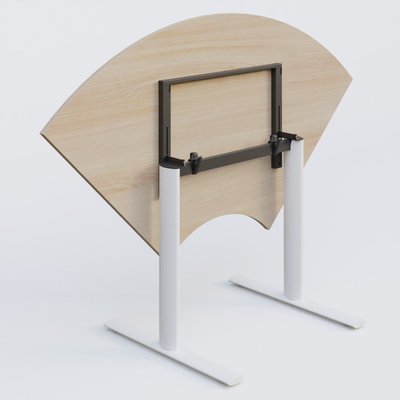 [Pas de famille] - [Pas de sous famille] - Module 1/4 de couronne gamme Pure 120-120 cm. Plateau Acacia et pietement Blanc.