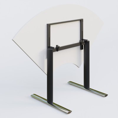[Pas de famille] - [Pas de sous famille] - Module 1/4 de couronne gamme Pure 120-120 cm. Plateau Blanc et pietement Noir/Chrome.