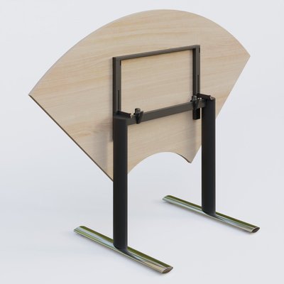 [Pas de famille] - [Pas de sous famille] - Module 1/4 de couronne gamme Pure 120-120 cm. Plateau Acacia et pietement Noir/Chrome.