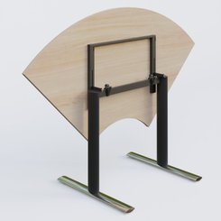 [Pas de famille] - [Pas de sous famille] - Module 1/4 de couronne gamme Pure 120-120 cm. Plateau Acacia et pietement Noir/Chrome.