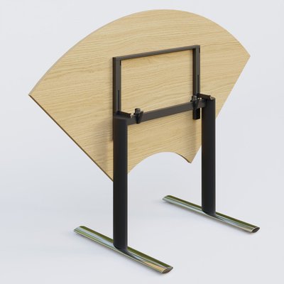 PURE - TABLES ABATTANTES - Module 1/4 de couronne gamme Pure 120-120 cm. Plateau Chêne clair et pietement Noir/Chrome.