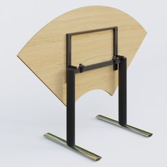 PURE - TABLES ABATTANTES - Module 1/4 de couronne gamme Pure 120-120 cm. Plateau Chêne clair et pietement Noir/Chrome.