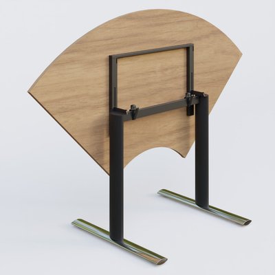 [Pas de famille] - [Pas de sous famille] - Module 1/4 de couronne gamme Pure 120-120 cm. Plateau Noyer et pietement Noir/Chrome.
