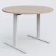 Table ronde gamme Pure diametre 110 cm. Plateau Acacia et pietement Blanc.