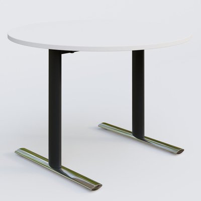 [Pas de famille] - [Pas de sous famille] - Table ronde gamme Pure diametre 110 cm. Plateau Blanc et pietement Noir/Chrome.