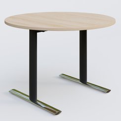 [Pas de famille] - [Pas de sous famille] - Table ronde gamme Pure diametre 110 cm. Plateau Hêtre et pietement Noir/Chrome.