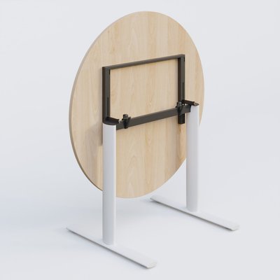 [Pas de famille] - [Pas de sous famille] - Table ronde gamme Pure diametre 110 cm. Plateau Hêtre et pietement Blanc.