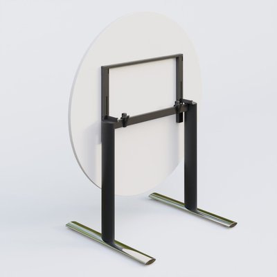 [Pas de famille] - [Pas de sous famille] - Table ronde gamme Pure diametre 110 cm. Plateau Blanc et pietement Noir/Chrome.