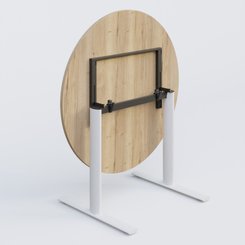 [Pas de famille] - [Pas de sous famille] - Table ronde gamme Pure diametre 110 cm. Plateau Chêne naturel et pietement Blanc.