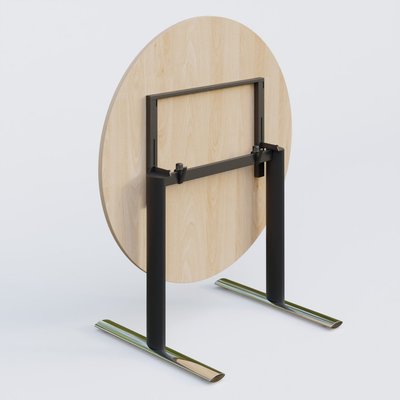 [Pas de famille] - [Pas de sous famille] - Table ronde gamme Pure diametre 110 cm. Plateau Hêtre et pietement Noir/Chrome.