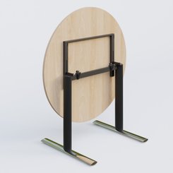 [Pas de famille] - [Pas de sous famille] - Table ronde gamme Pure diametre 110 cm. Plateau Hêtre et pietement Noir/Chrome.