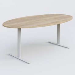 [Pas de famille] - [Pas de sous famille] - Table ovale gamme Pure 200-110 cm. Plateau Chêne naturel et pietement Blanc.