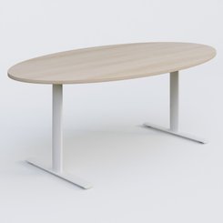 [Pas de famille] - [Pas de sous famille] - Table ovale gamme Pure 200-110 cm. Plateau Acacia et pietement Blanc.