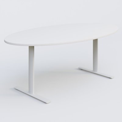 [Pas de famille] - [Pas de sous famille] - Table ovale gamme Pure 200-110 cm. Plateau Blanc et pietement Blanc.