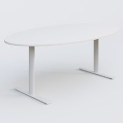 [Pas de famille] - [Pas de sous famille] - Table ovale gamme Pure 200-110 cm. Plateau Blanc et pietement Blanc.