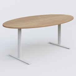 [Pas de famille] - [Pas de sous famille] - Table ovale gamme Pure 200-110 cm. Plateau Noyer et pietement Blanc.
