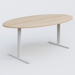[Pas de famille] - [Pas de sous famille] - Table ovale gamme Pure 200-110 cm. Plateau Hêtre et pietement Blanc.
