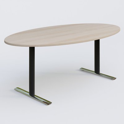 [Pas de famille] - [Pas de sous famille] - Table ovale gamme Pure 200-110 cm. Plateau Acacia et pietement Noir/Chrome.