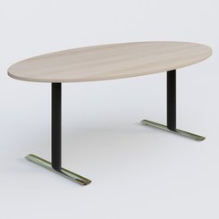 [Pas de famille] - [Pas de sous famille] - Table ovale gamme Pure 200-110 cm. Plateau Acacia et pietement Noir/Chrome.
