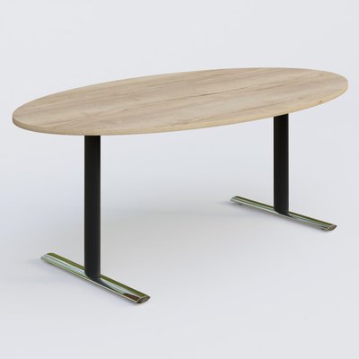 [Pas de famille] - [Pas de sous famille] - Table ovale gamme Pure 200-110 cm. Plateau Chêne naturel et pietement Noir/Chrome.