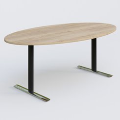 [Pas de famille] - [Pas de sous famille] - Table ovale gamme Pure 200-110 cm. Plateau Chêne naturel et pietement Noir/Chrome.