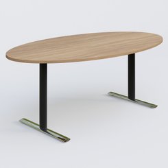[Pas de famille] - [Pas de sous famille] - Table ovale gamme Pure 200-110 cm. Plateau Noyer et pietement Noir/Chrome.