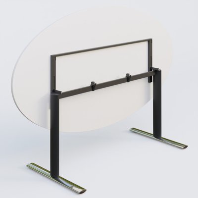 [Pas de famille] - [Pas de sous famille] - Table ovale gamme Pure 200-110 cm. Plateau Blanc et pietement Noir/Chrome.