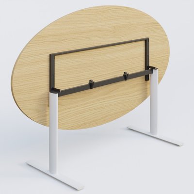 PURE - TABLES ABATTANTES - Table ovale gamme Pure 200-110 cm. Plateau Chêne clair et pietement Blanc.