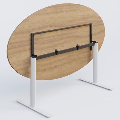 [Pas de famille] - [Pas de sous famille] - Table ovale gamme Pure 200-110 cm. Plateau Noyer et pietement Blanc.