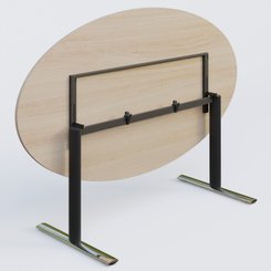 [Pas de famille] - [Pas de sous famille] - Table ovale gamme Pure 200-110 cm. Plateau Acacia et pietement Noir/Chrome.