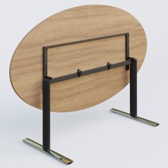 [Pas de famille] - [Pas de sous famille] - Table ovale gamme Pure 200-110 cm. Plateau Noyer et pietement Noir/Chrome.