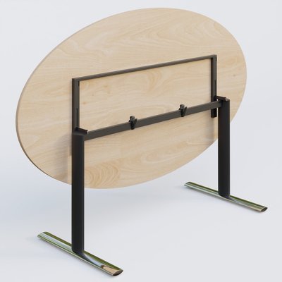 [Pas de famille] - [Pas de sous famille] - Table ovale gamme Pure 200-110 cm. Plateau Hêtre et pietement Noir/Chrome.