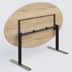 [Pas de famille] - [Pas de sous famille] - Table ovale gamme Pure 200-110 cm. Plateau Chêne naturel et pietement Noir/Chrome.