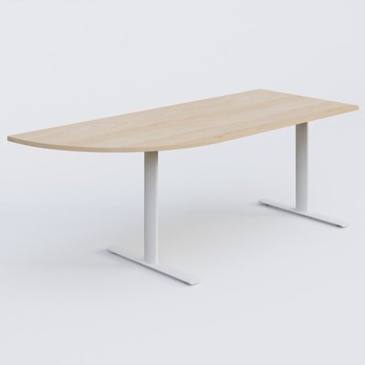 [Pas de famille] - [Pas de sous famille] - Module d'angle 90° intégré à gauche, gamme Pure 200-80 cm. Plateau Hêtre et pietement Blanc.