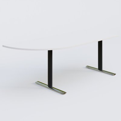 [Pas de famille] - [Pas de sous famille] - Module d'angle 90° intégré à gauche, gamme Pure 200-80 cm. Plateau Blanc et pietement Noir/Chrome.