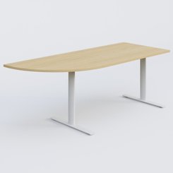 PURE - TABLES ABATTANTES - Module d'angle 90° intégré à gauche, gamme Pure 200-80 cm. Plateau Chêne clair et pietement Blanc.