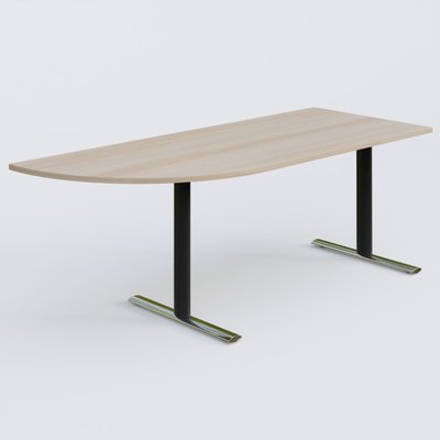 [Pas de famille] - [Pas de sous famille] - Module d'angle 90° intégré à gauche, gamme Pure 200-80 cm. Plateau Acacia et pietement Noir/Chrome.