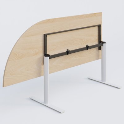 [Pas de famille] - [Pas de sous famille] - Module d'angle 90° intégré à gauche, gamme Pure 200-80 cm. Plateau Hêtre et pietement Blanc.