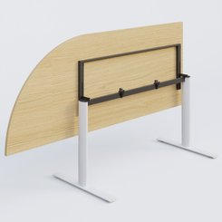 PURE - TABLES ABATTANTES - Module d'angle 90° intégré à gauche, gamme Pure 200-80 cm. Plateau Chêne clair et pietement Blanc.