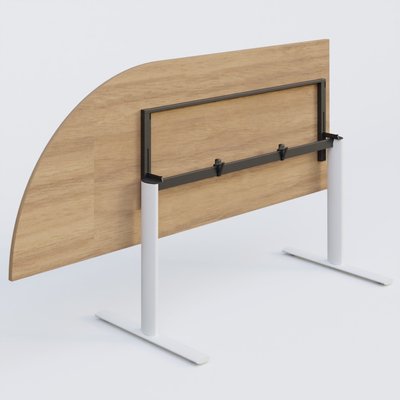 [Pas de famille] - [Pas de sous famille] - Module d'angle 90° intégré à gauche, gamme Pure 200-80 cm. Plateau Noyer et pietement Blanc.