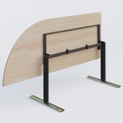 [Pas de famille] - [Pas de sous famille] - Module d'angle 90° intégré à gauche, gamme Pure 200-80 cm. Plateau Acacia et pietement Noir/Chrome.