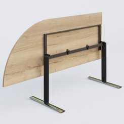 [Pas de famille] - [Pas de sous famille] - Module d'angle 90° intégré à gauche, gamme Pure 200-80 cm. Plateau Chêne naturel et pietement Noir/Chrome.