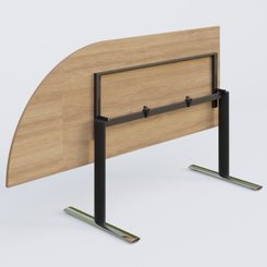 [Pas de famille] - [Pas de sous famille] - Module d'angle 90° intégré à gauche, gamme Pure 200-80 cm. Plateau Noyer et pietement Noir/Chrome.