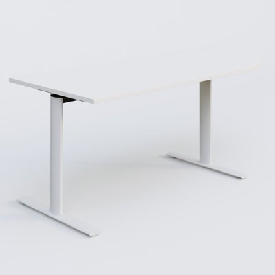 [Pas de famille] - [Pas de sous famille] - Module d'angle 90° intégré à droite, gamme Pure 200-80 cm. Plateau Blanc et pietement Blanc.