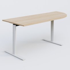 [Pas de famille] - [Pas de sous famille] - Module d'angle 90° intégré à droite, gamme Pure 200-80 cm. Plateau Hêtre et pietement Blanc.